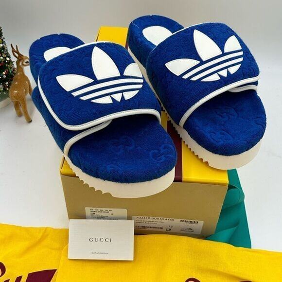 Men’s Gucci X Adidas, slide sandals size 12 made in Italy - Picture 1 of 11